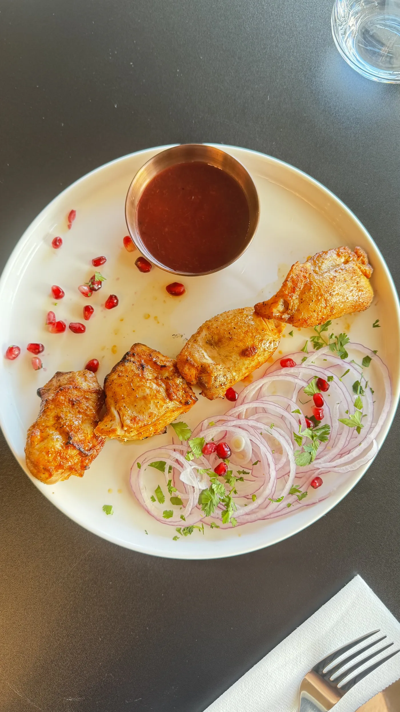 Mtsvadi chicken — charcoal-grilled marinated skewers