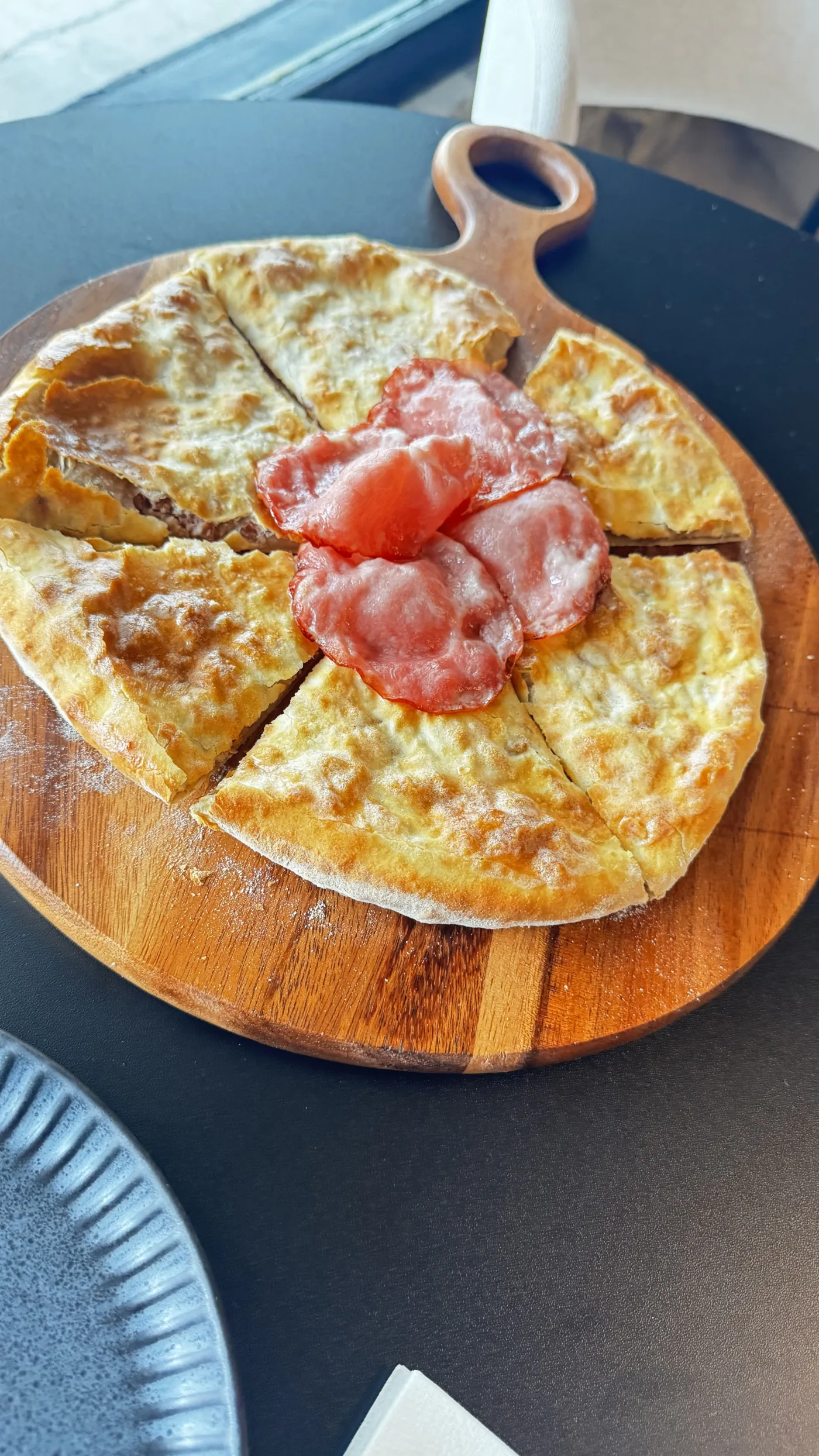Lobiani with ham — bean-filled Georgian bread